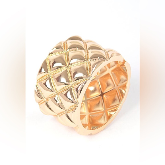Gold Quilted Statement Bracelet - Picture 1 of 2